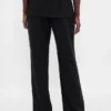Pantalon évasé taille basse en mélange de lin