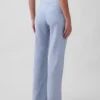 Pantalon évasé taille basse en mélange de lin