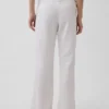 Pantalon évasé taille basse en mélange de lin