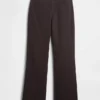 Pantalon évasé taille basse en mélange de lin