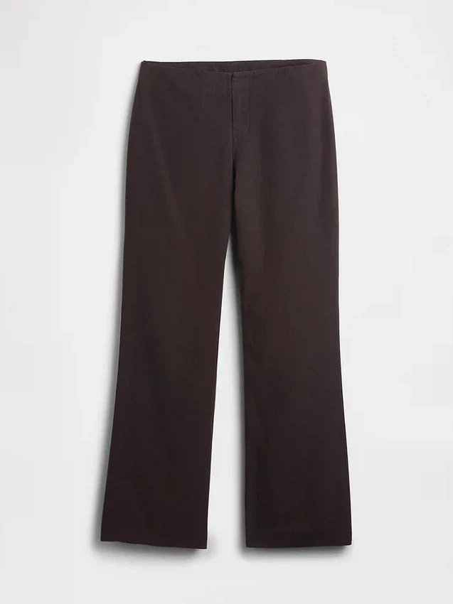 Pantalon évasé taille basse en mélange de lin