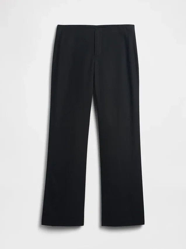 Pantalon évasé taille basse en mélange de lin