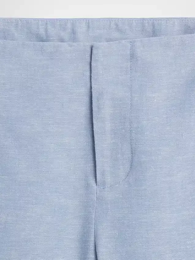 Pantalon évasé taille basse en mélange de lin