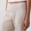 Pantalon évasé taille basse en mélange de lin