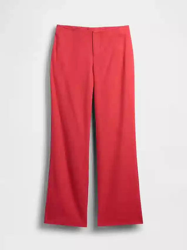Pantalon évasé taille basse en mélange de lin