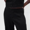 Pantalon évasé taille basse en mélange de lin