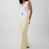 Pantalon évasé taille basse en mélange de lin