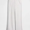 Pantalon évasé taille basse en mélange de lin
