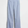 Pantalon évasé taille basse en mélange de lin