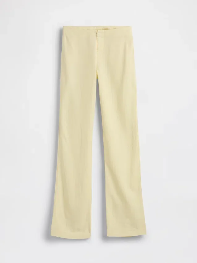 Pantalon évasé taille basse en mélange de lin