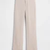 Pantalon évasé taille basse en mélange de lin