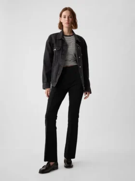 Pantalon évasé taille haute bi-extensible