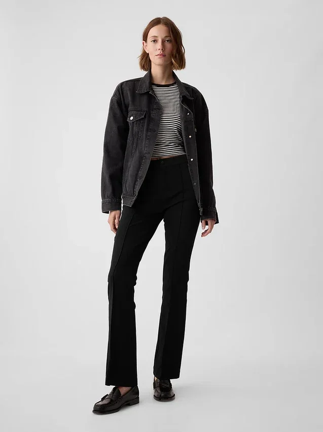 Pantalon évasé taille haute bi-extensible