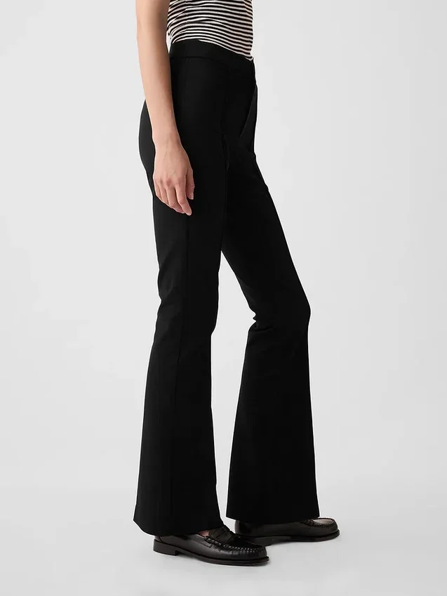 Pantalon évasé taille haute bi-extensible
