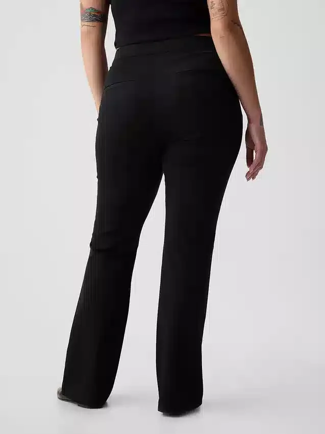 Pantalon évasé taille haute bi-extensible