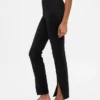 Pantalon évasé taille haute en double maille à ourlet fendu
