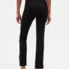 Pantalon évasé taille haute en double maille à ourlet fendu