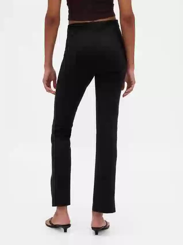 Pantalon évasé taille haute en double maille à ourlet fendu