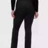 Pantalon évasé taille haute en double maille à ourlet fendu