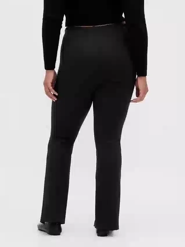 Pantalon évasé taille haute en double maille à ourlet fendu