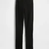 Pantalon évasé taille haute en double maille à ourlet fendu
