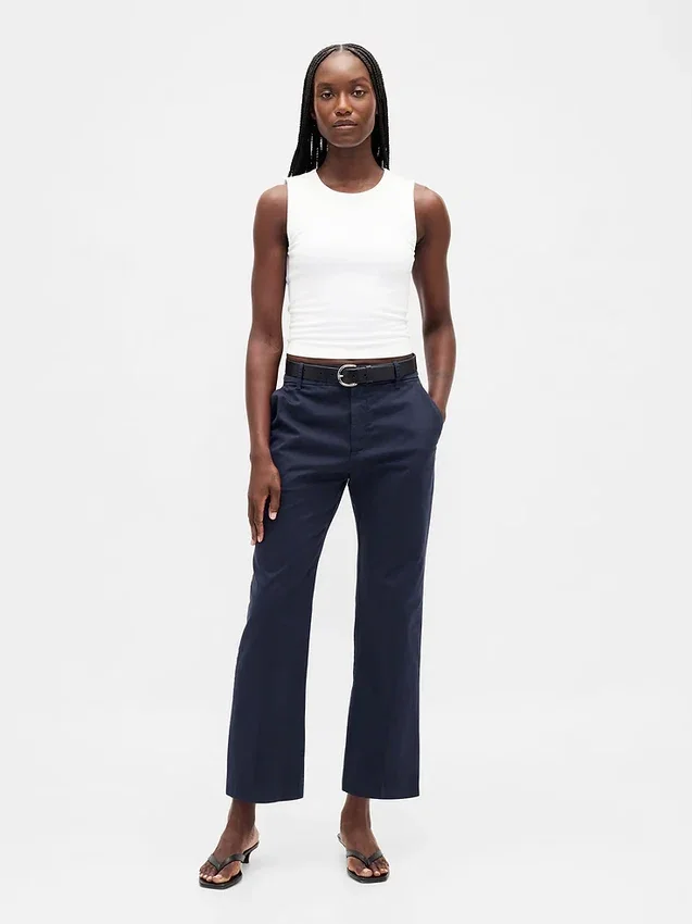 Pantalons kaki taille moyenne