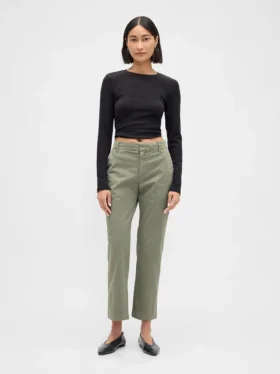 Pantalons kaki taille moyenne