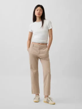Pantalons kaki taille moyenne