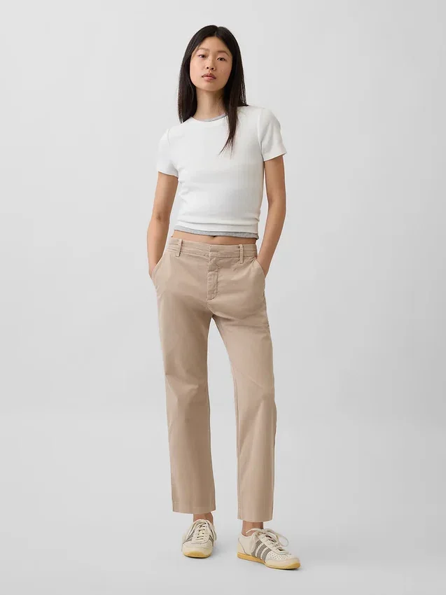 Pantalons kaki taille moyenne