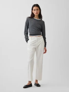 Pantalons kaki taille moyenne