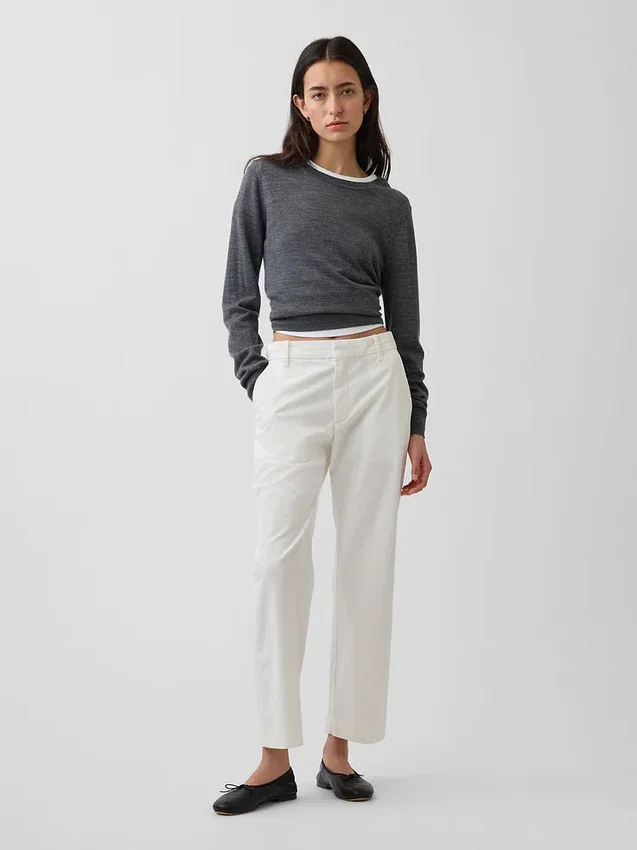 Pantalons kaki taille moyenne