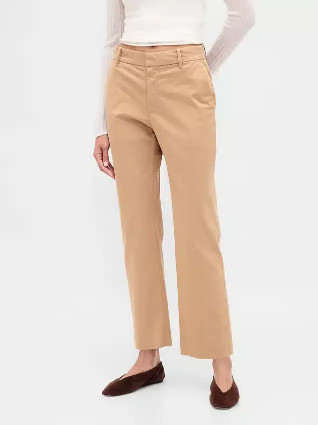 Pantalons kaki taille moyenne