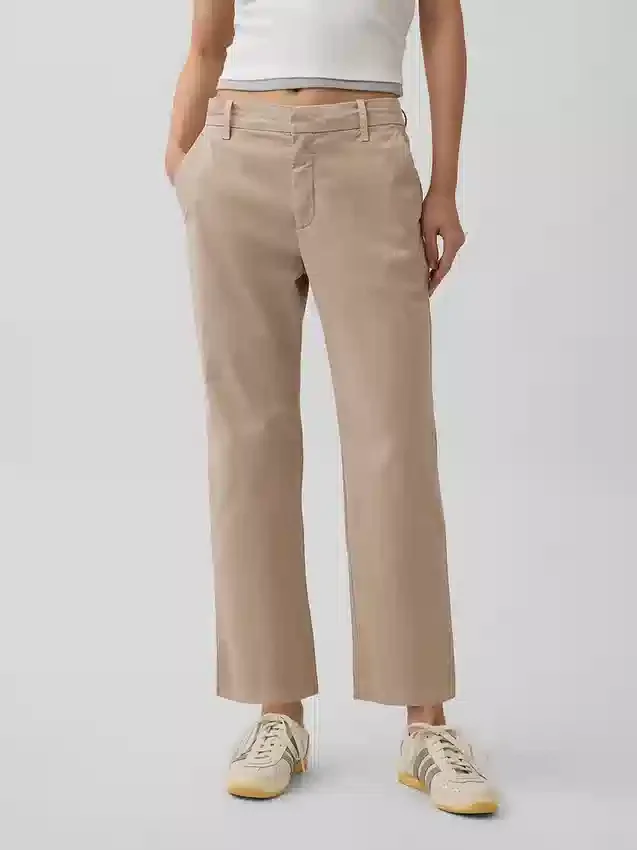 Pantalons kaki taille moyenne