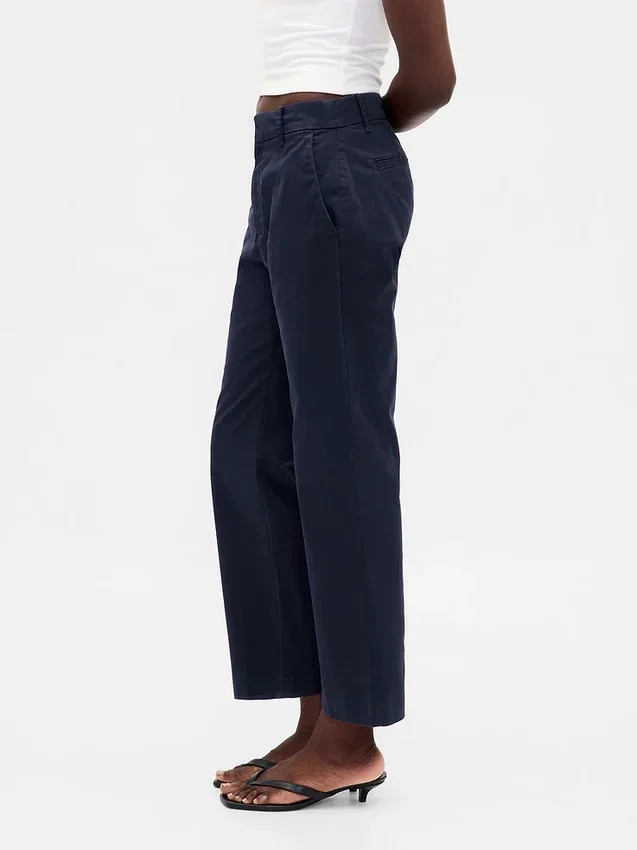 Pantalons kaki taille moyenne