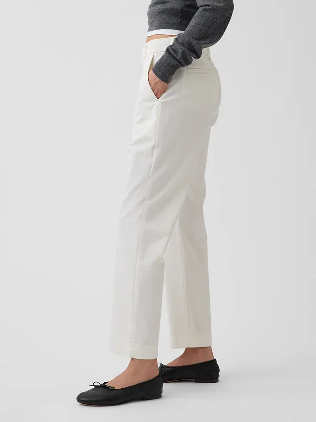 Pantalons kaki taille moyenne