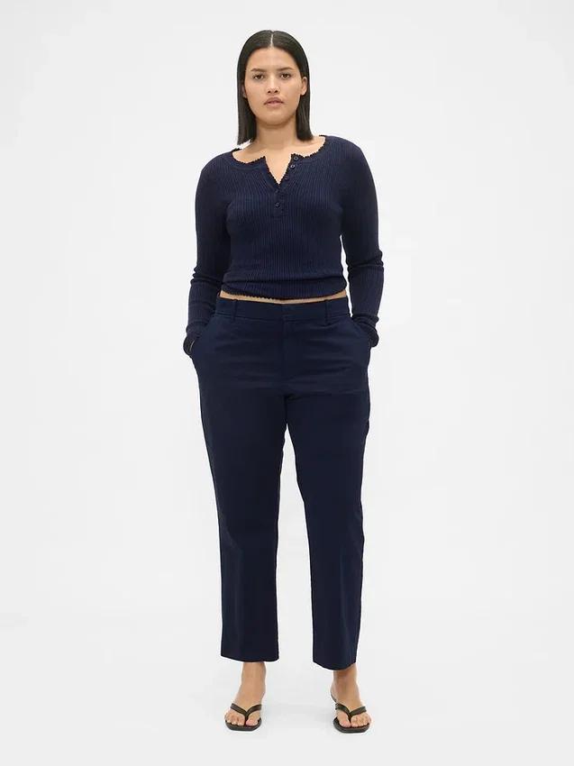 Pantalons kaki taille moyenne