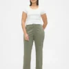 Pantalons kaki taille moyenne