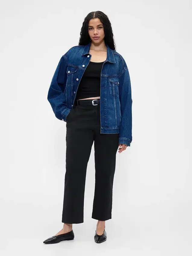 Pantalons kaki taille moyenne
