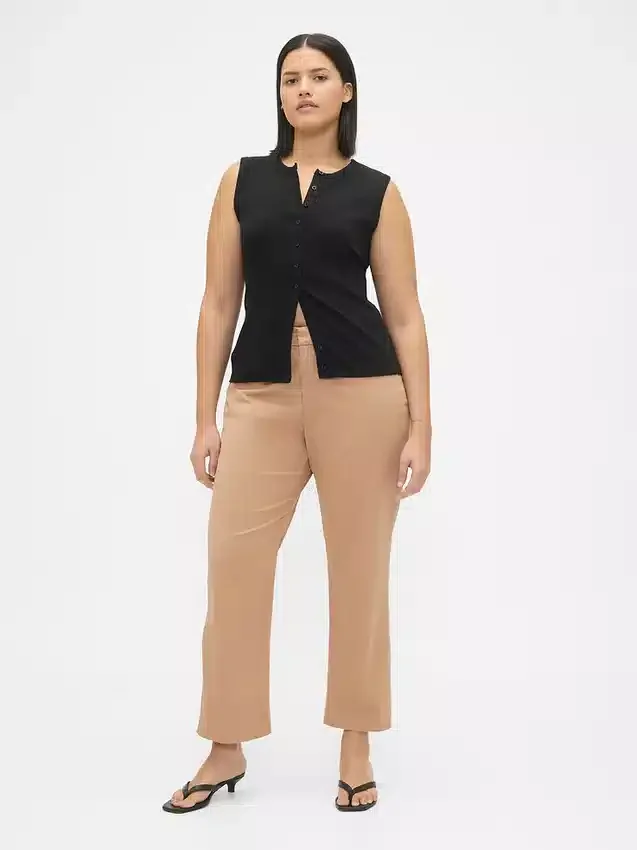 Pantalons kaki taille moyenne