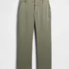 Pantalons kaki taille moyenne