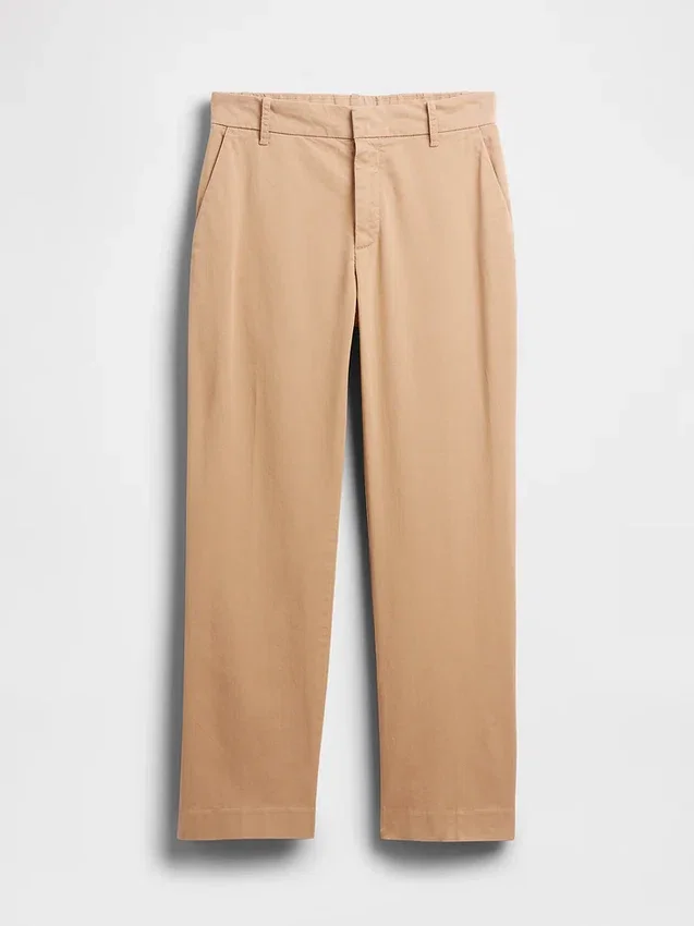 Pantalons kaki taille moyenne