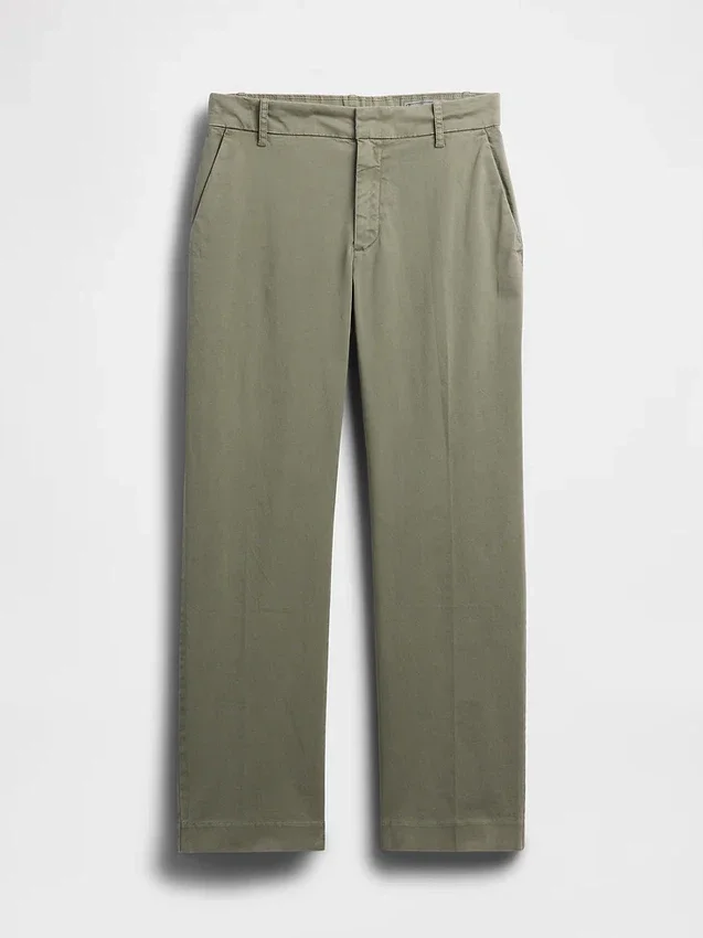 Pantalons kaki taille moyenne