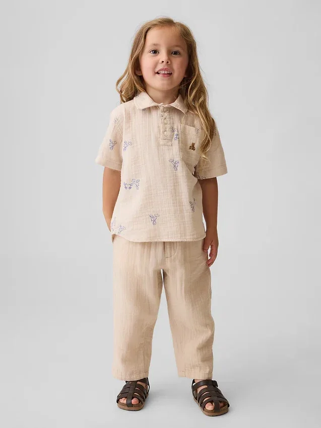 Pantalons larges en gaze de coton à enfiler pour Bébé & Enfant