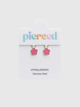 Pendentif « Fleur rose vif » de Pierced Co pour boucles d’oreilles Huggie