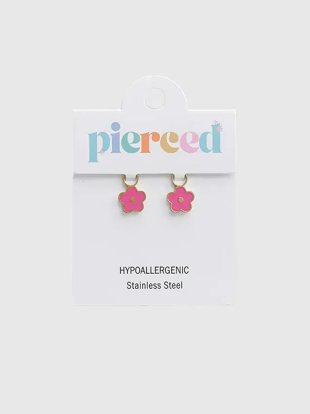 Pendentif « Fleur rose vif » de Pierced Co pour boucles d’oreilles Huggie