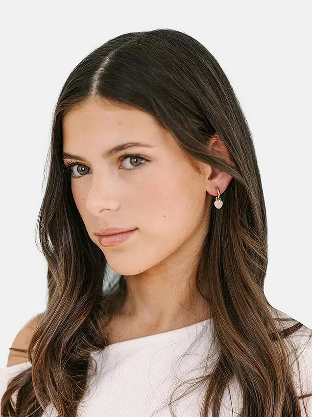 Pierced Co : breloque cœur couleur pêche pour boucles d’oreilles Huggie