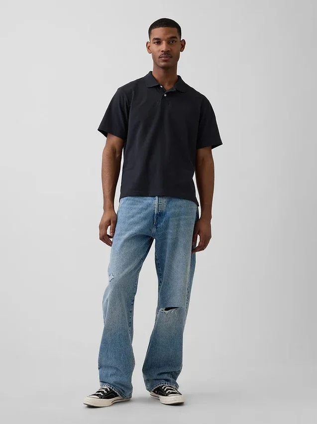 Polo en piqué ample