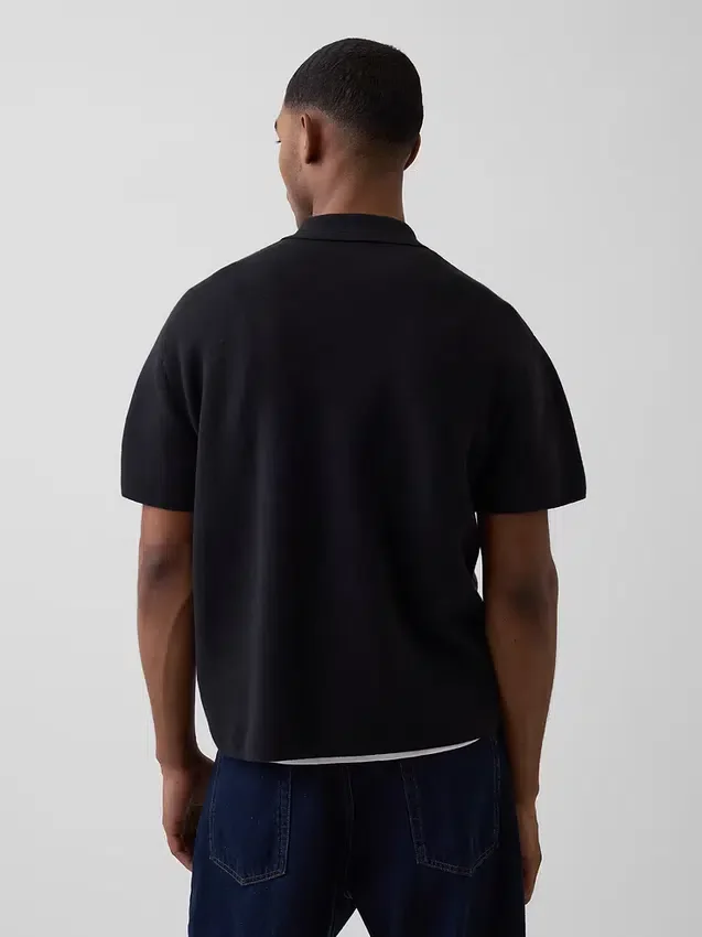 Polo-pull oversize à poche et fermeture à quart de zip