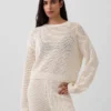 Pull ample au crochet 100 % coton