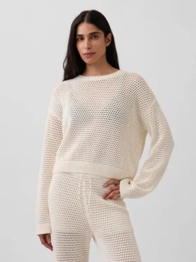 Pull ample au crochet 100 % coton
